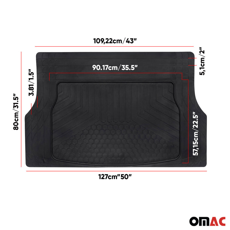 2019-2021 Honda Civic Type R Semi-Custom fit Cargo Mats Liner All Weather Black Rubber