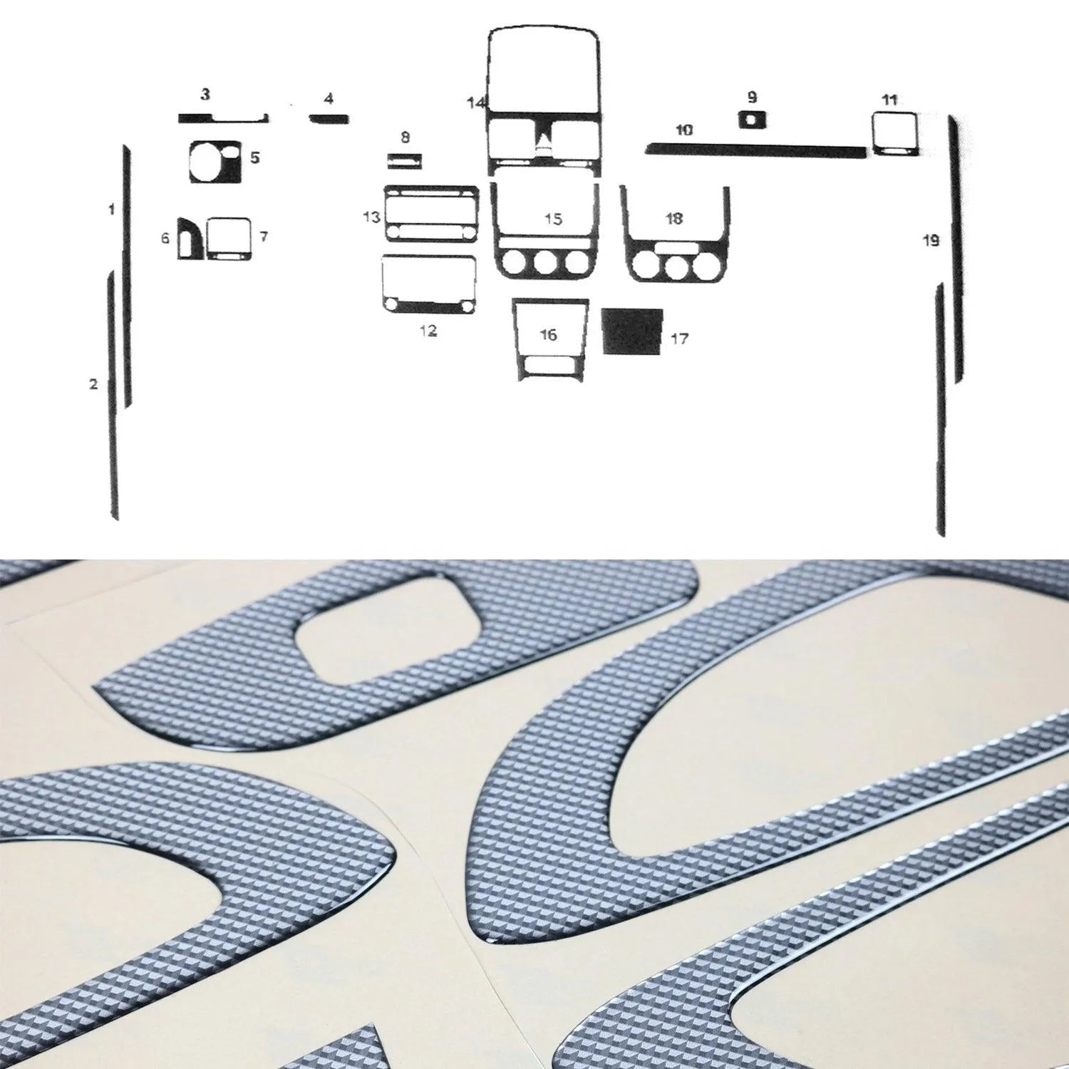2006-2009 VW Rabbit / GTI Carbon Look Dashboard Console Trim Kit 19 Pcs