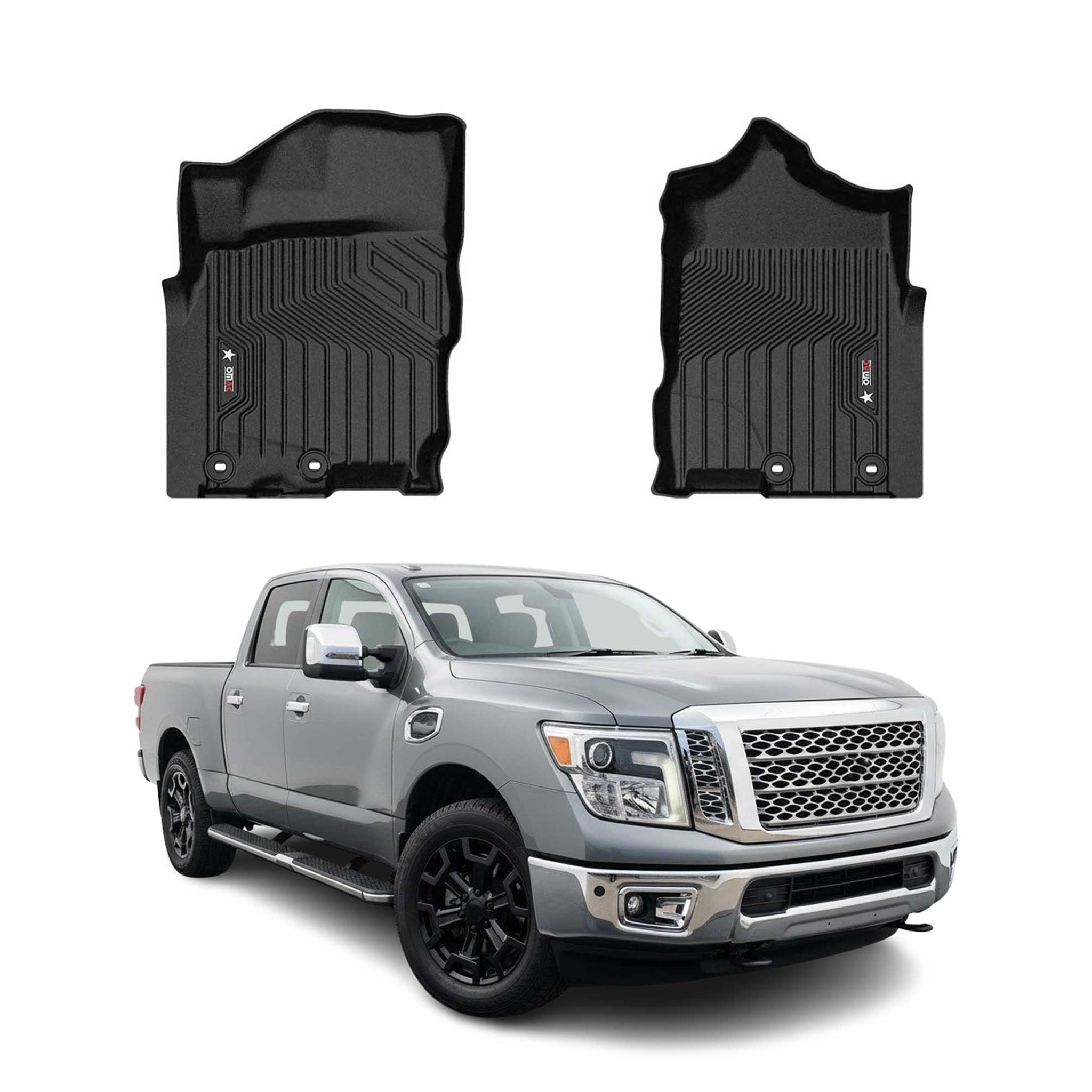 2016-2024 Nissan Titan Premium Floor Mats Liners First Row Front Black