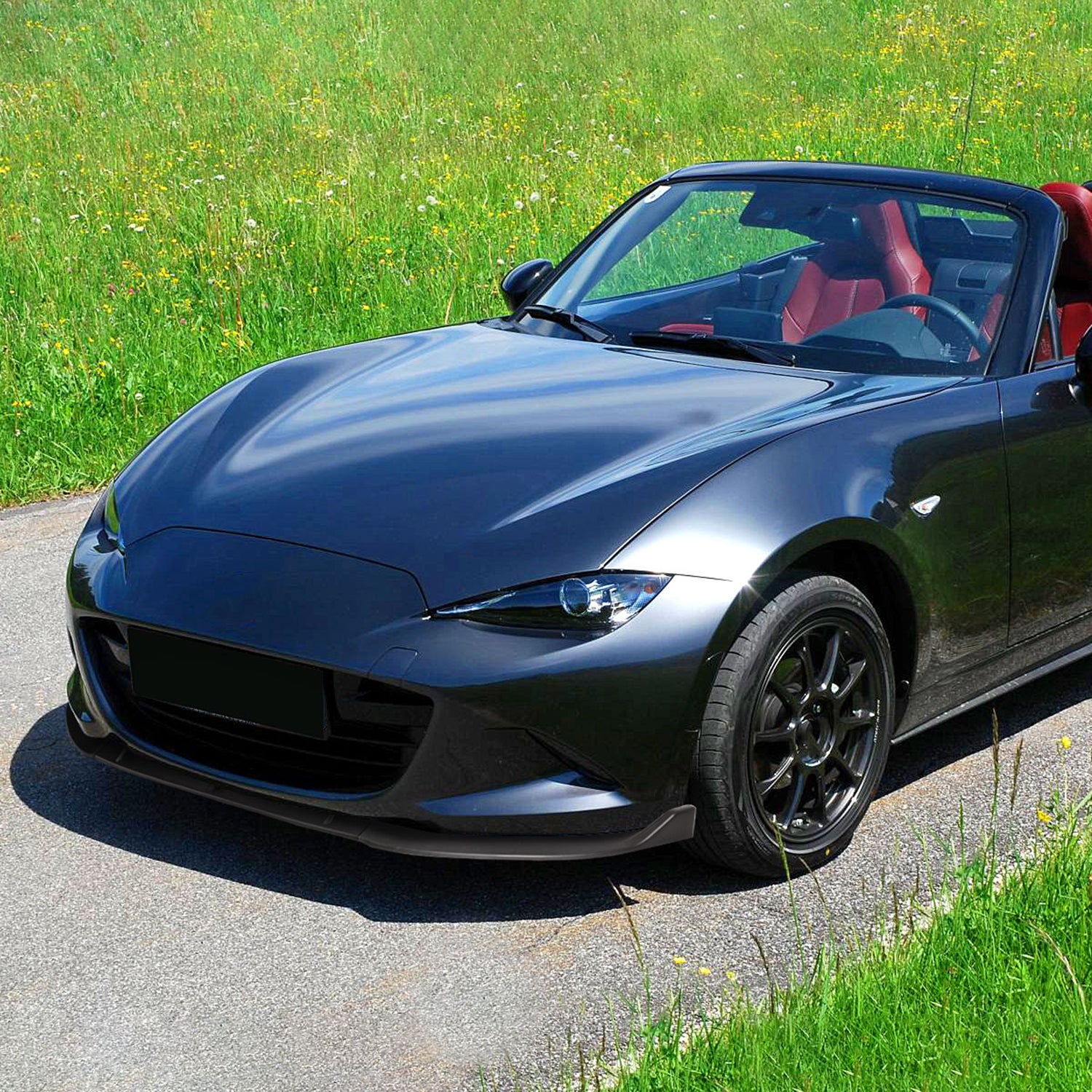 2016-2021 Mazda Miata MX-5 Matte Black 3Pcs Front Bumper Lip Splitter Kit