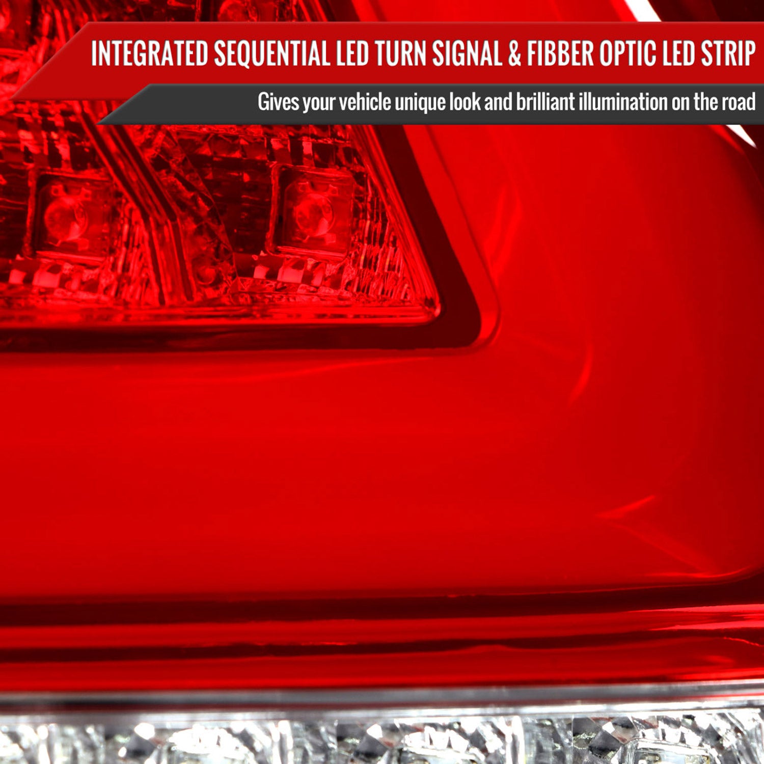 2015-2021 Subaru WRX Sequential White Bar LED Tail Lights Chrome/Red Lens