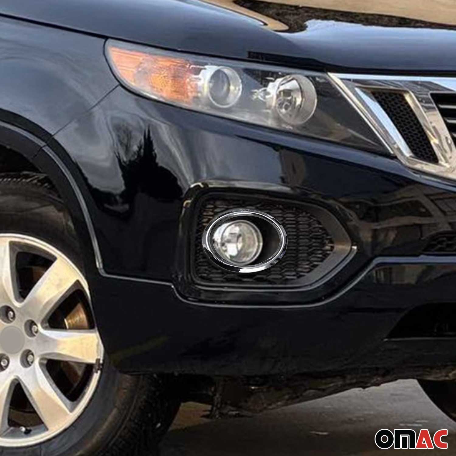 2011-2013 Kia Sorento Fog Light Lamp Bezel Cover Stainless Steel Silver 2 Pcs