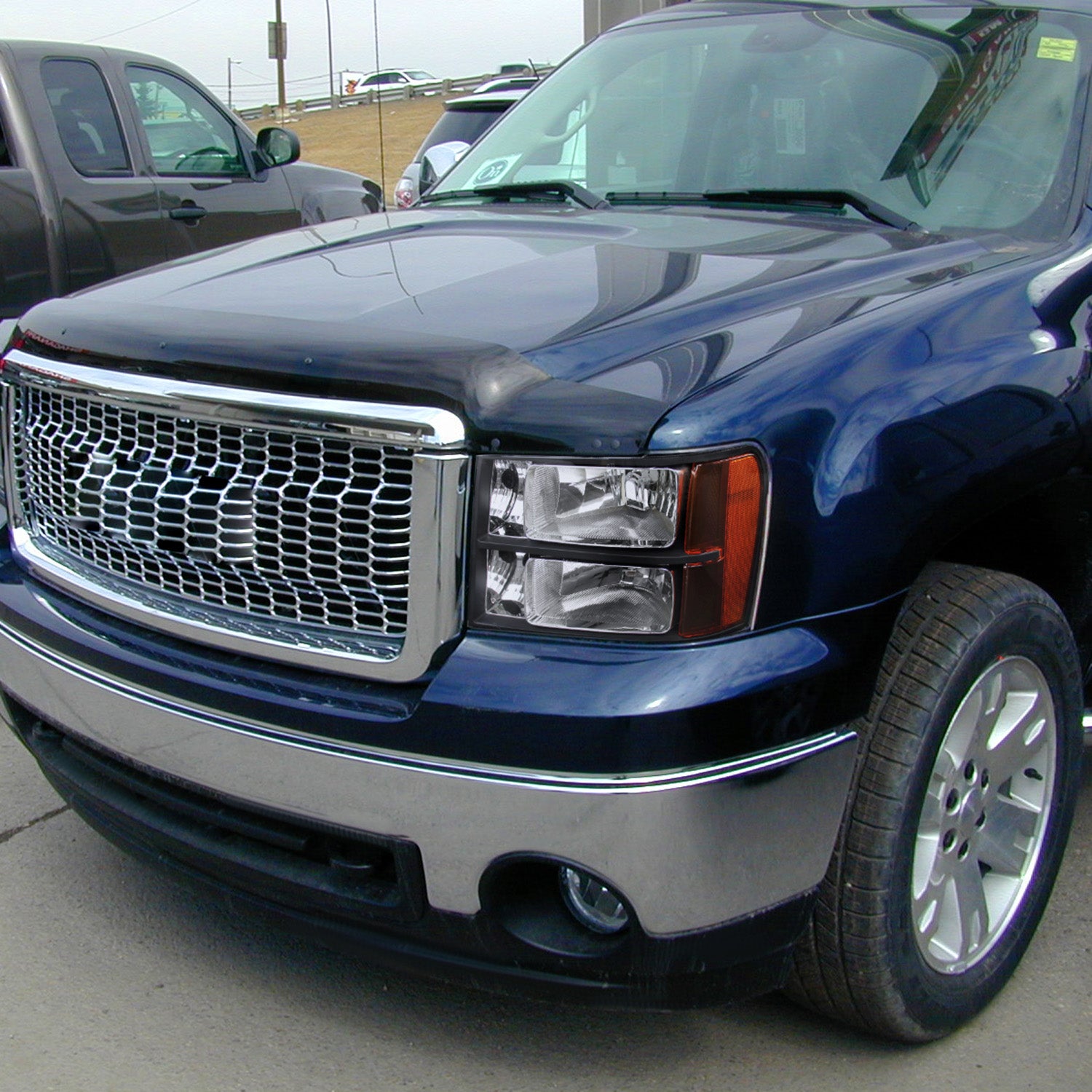 2007-2014 GMC Sierra Factory Style Headlights Matte Black Housing/Clear Lens