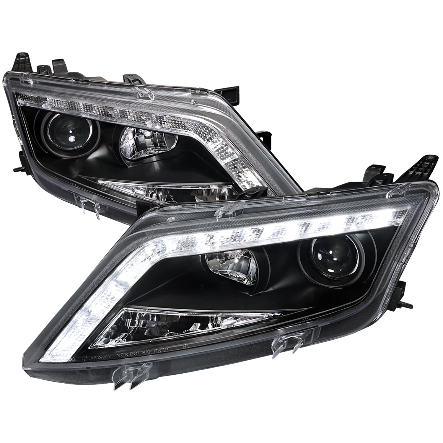 2010-2012 Ford Fusion Projector Headlights w/ LED Light Strip Matt Black/Clear