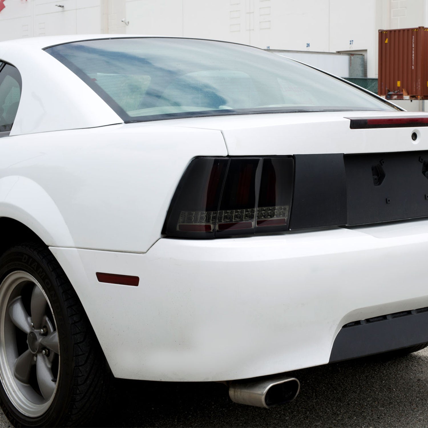 1999-2004 Ford Mustang Red Marker LED Tail Lights Glossy Black/Smoke