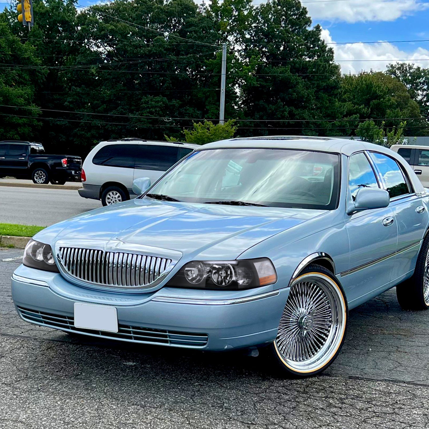 2005-2011 Lincoln Town Car Factory Style Headlights Matte Black/Clear Lens