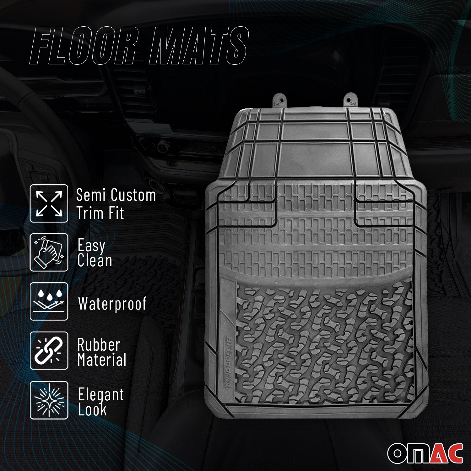 Semi Custom Trim fit Floor Mats Liners for Toyota Trucks All Season First Row