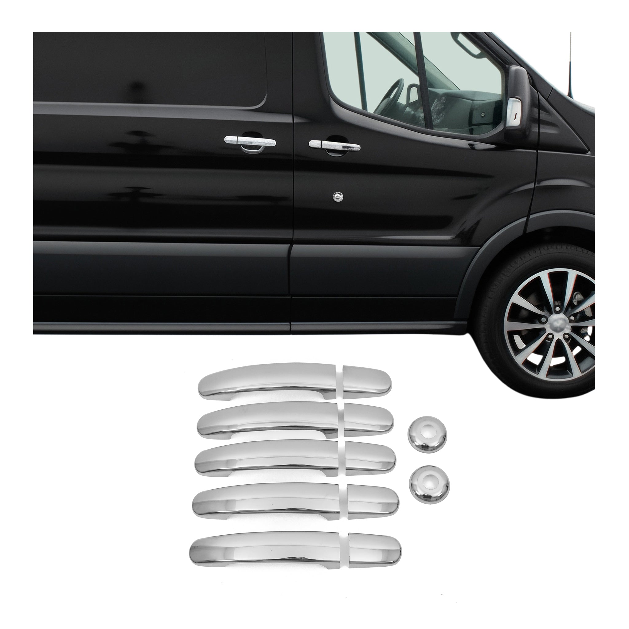 2015-2025 Ford Transit 150 Car Door Handle Cover Protector Stainless Steel 12 Pcs