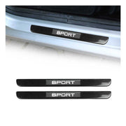 Ford Super Duty F-450 F-550 Door Sill Scuff Plate Illuminated Carbon Fiber Black 2Pcs