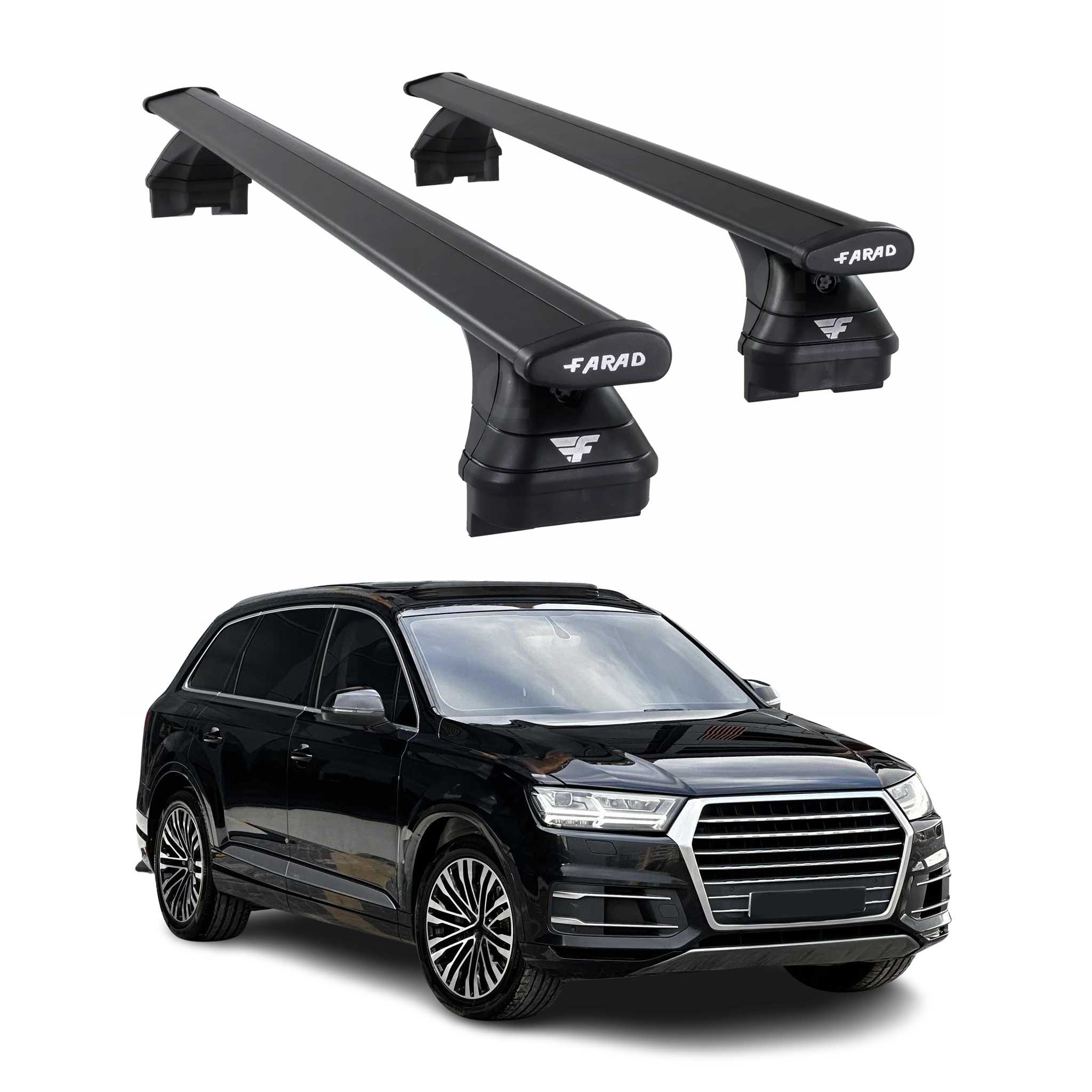 Roof Racks Cross Bars for Audi Q7 2016-2025 Aluminium 220lb Black 2 Pcs