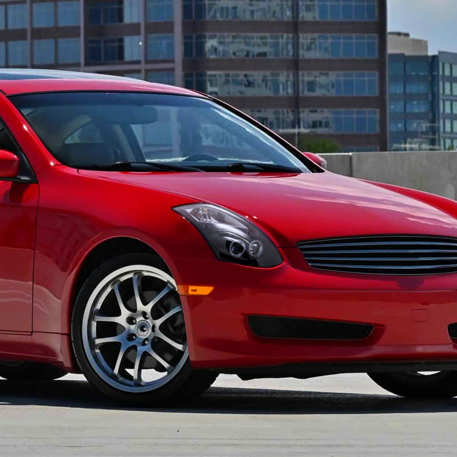 2003-2007 Infiniti G35 Coupe Dual Halo Projector Headlights Glossy Black/Smoke