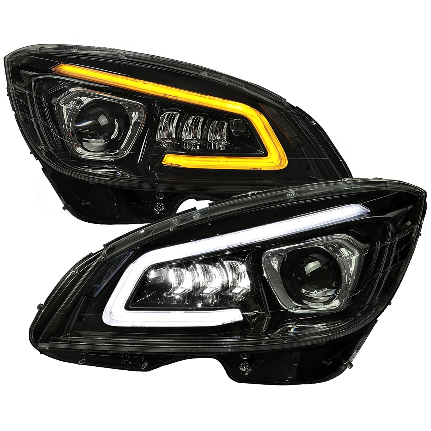 2008-2011 Mercedes Benz W204 C-Class Full LED Projector Headlights Smoke