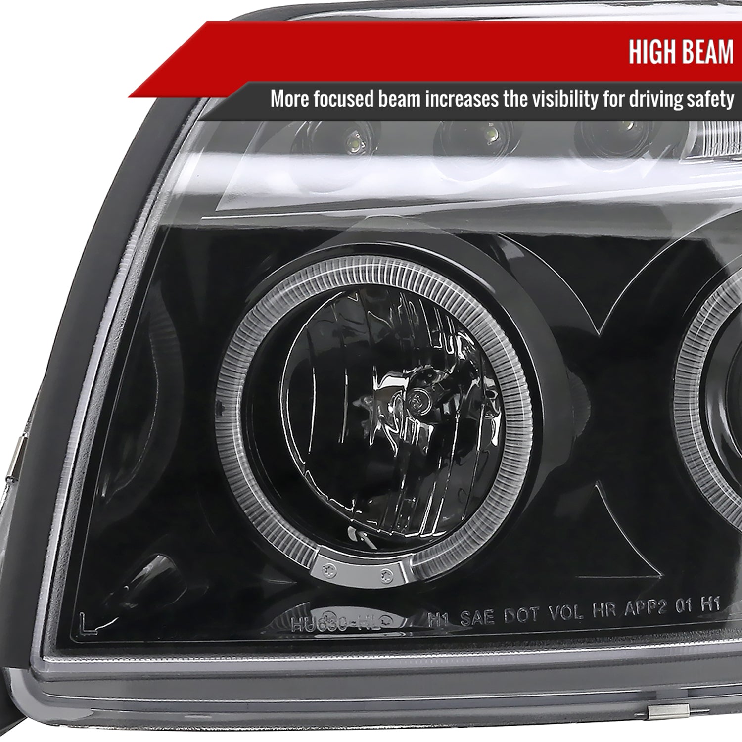 2003-2005 Toyota 4Runner Dual Halo Projector Headlights Jet Black/Clear Lens