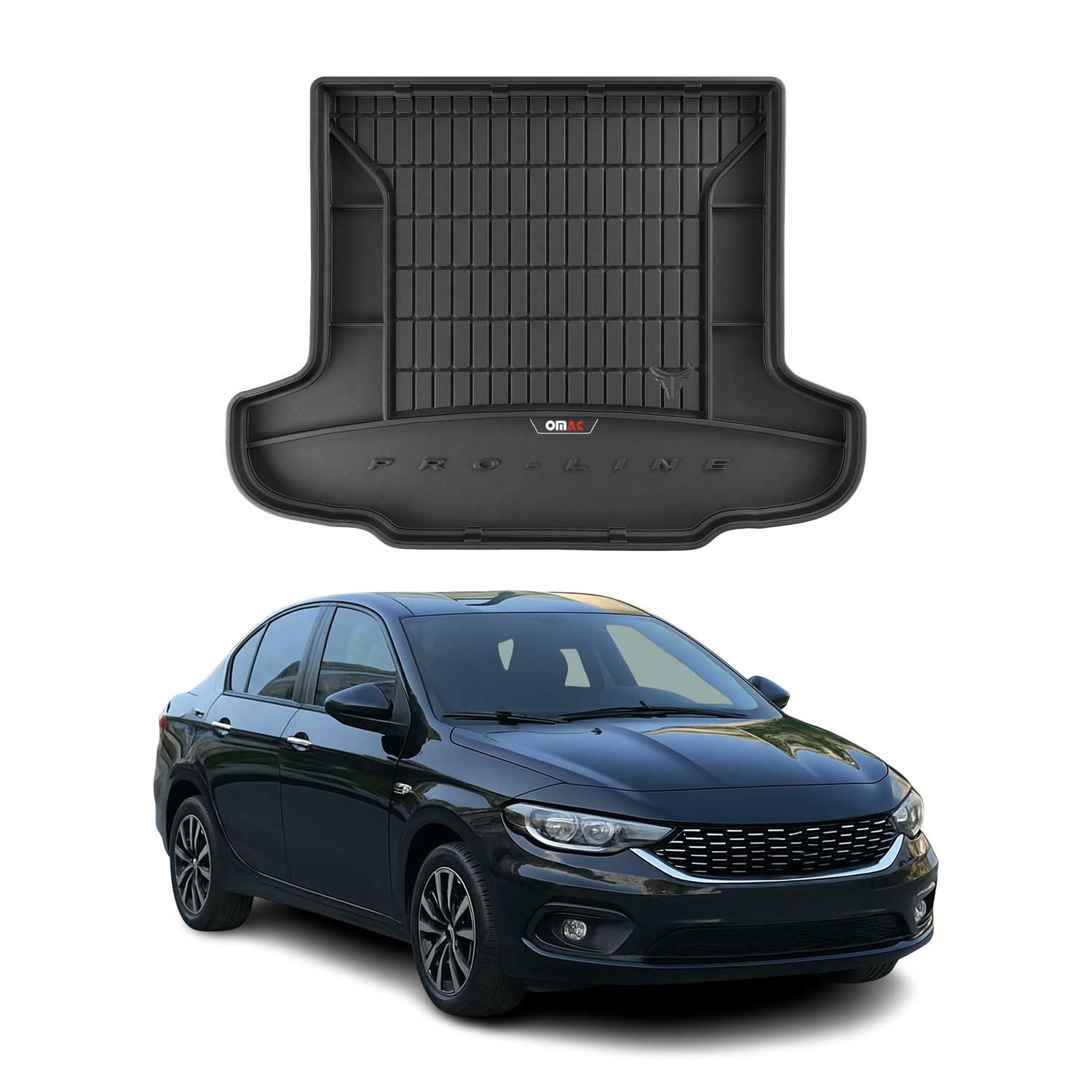 2016-2024 Fiat Tipo Sedan Premium Cargo Liner Trunk Mat All Weather Heavy Duty Black