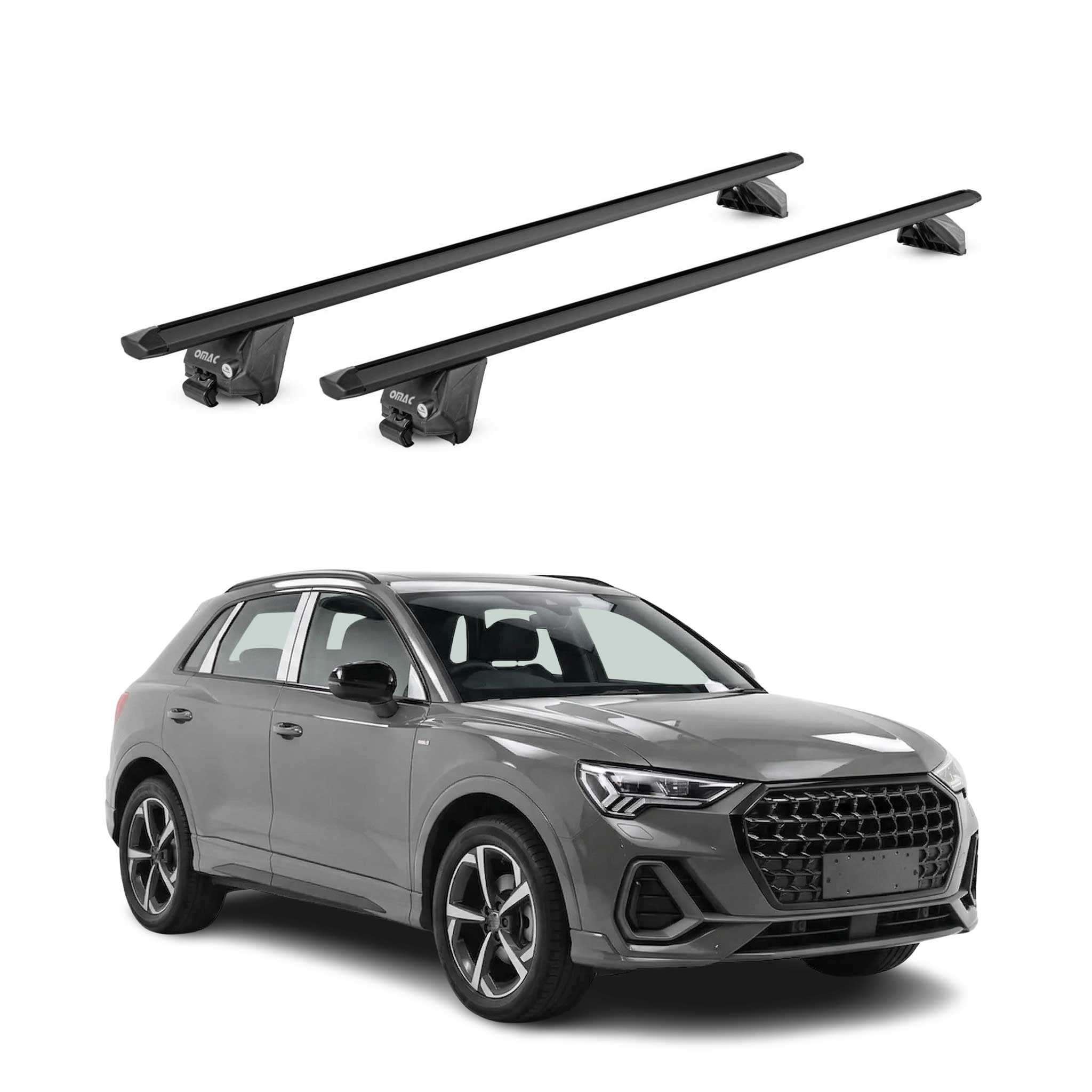 Roof Rack Cross Bars Luggage Carrier for Audi Q3 2.gen 2019-2025 Alu Black 2x