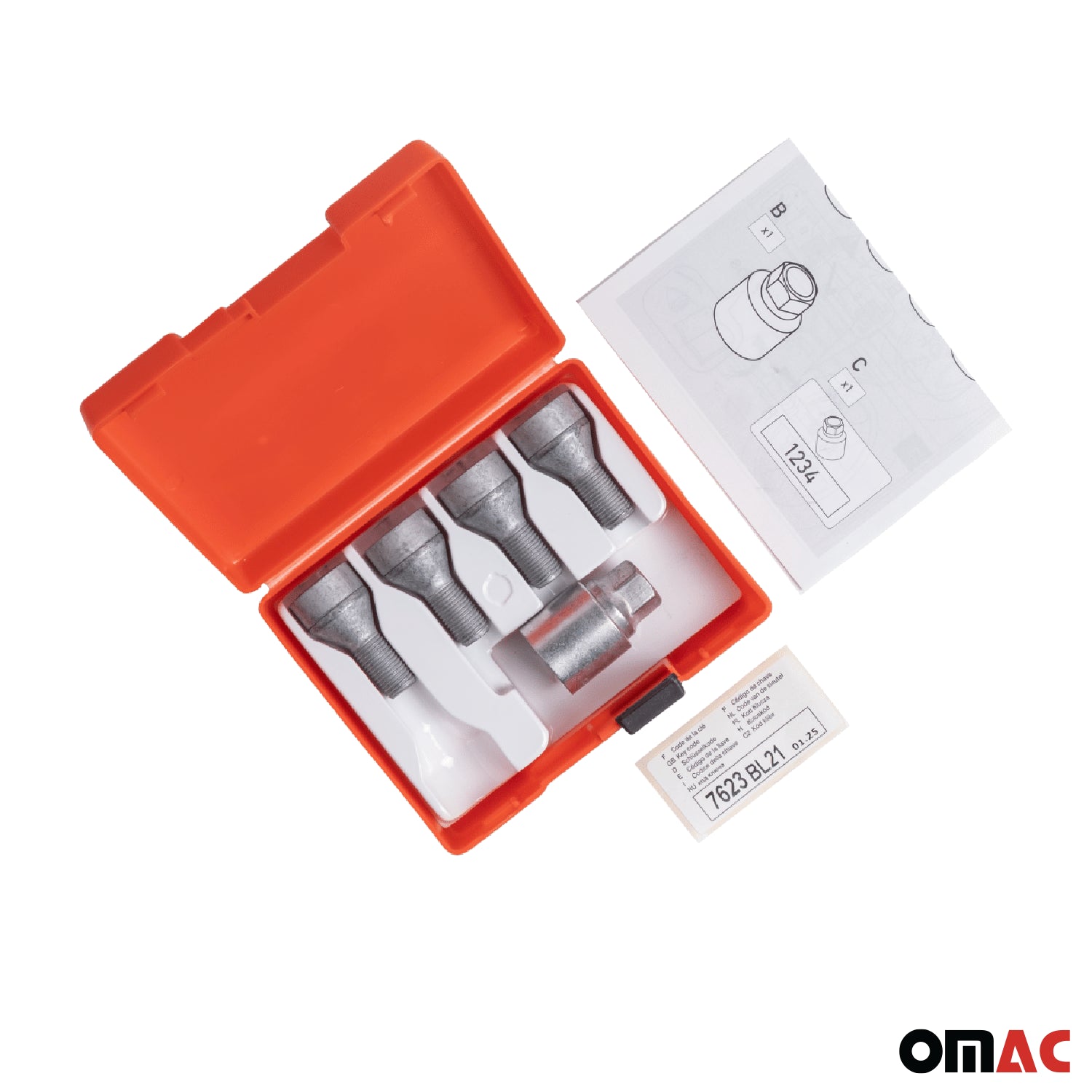 Wheel Lock Kit for Mini Cooper Clubman Countryman M14X1,25 Silver 4Locks & 1Key