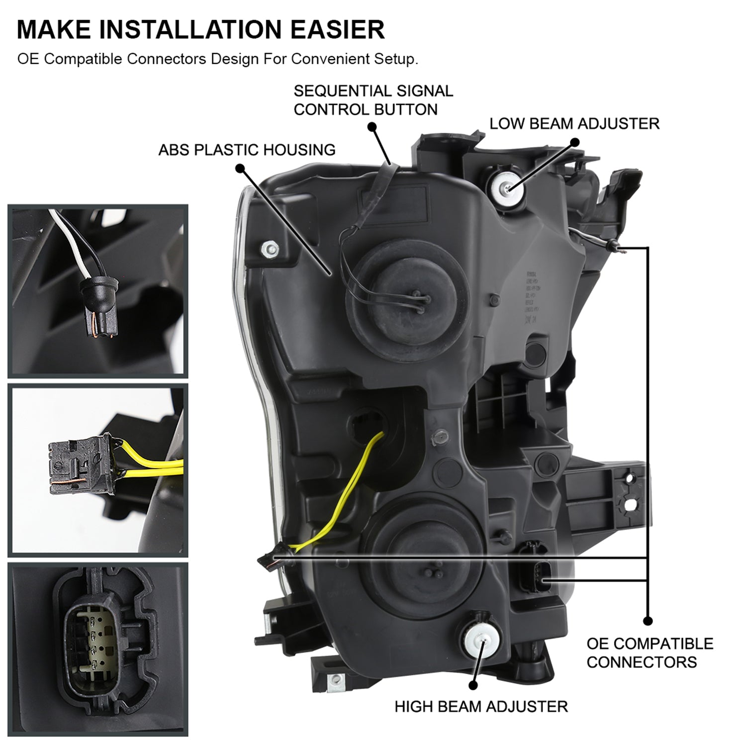2015-2017 Ford F-150 LED Bar Projector Headlights Signal White Housing / Clear