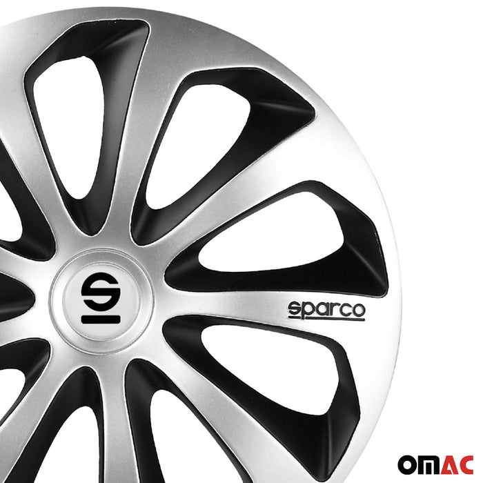 15" Sparco Sicilia Wheel Covers Hubcaps Silver Black 4 Pcs