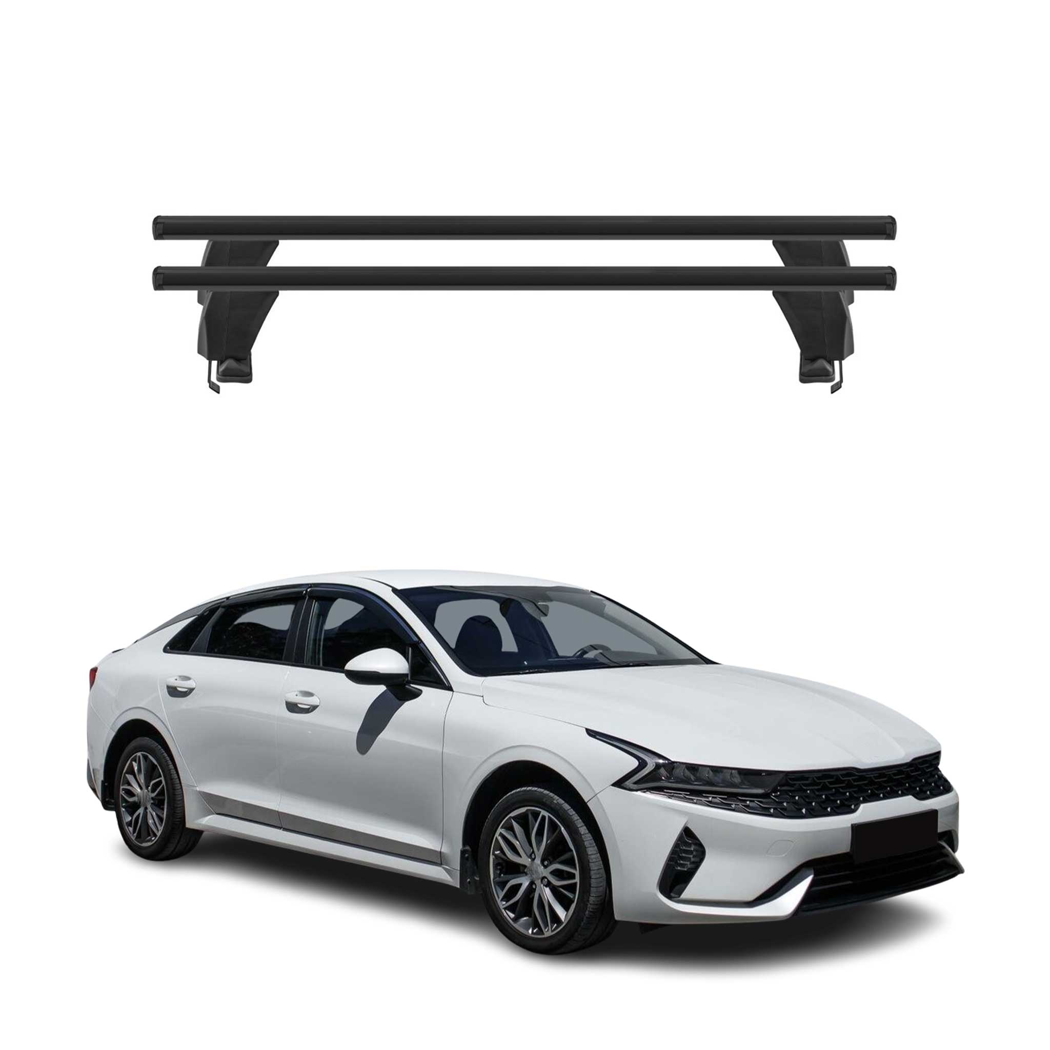 Top Roof Racks Cross Bars Luggage Carrier for Kia K5 2021-2026 Alu Black 2Pcs