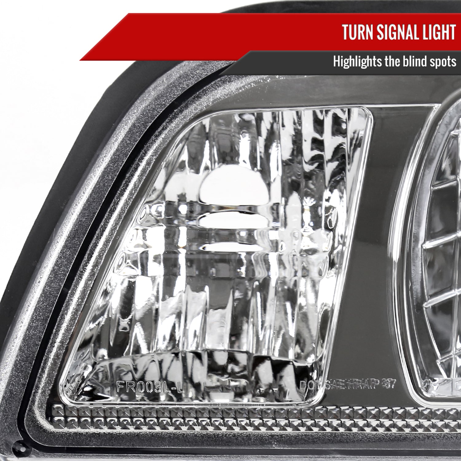 1987-1993 Ford Mustang Crystal Headlights Chrome Housing/Clear Lens