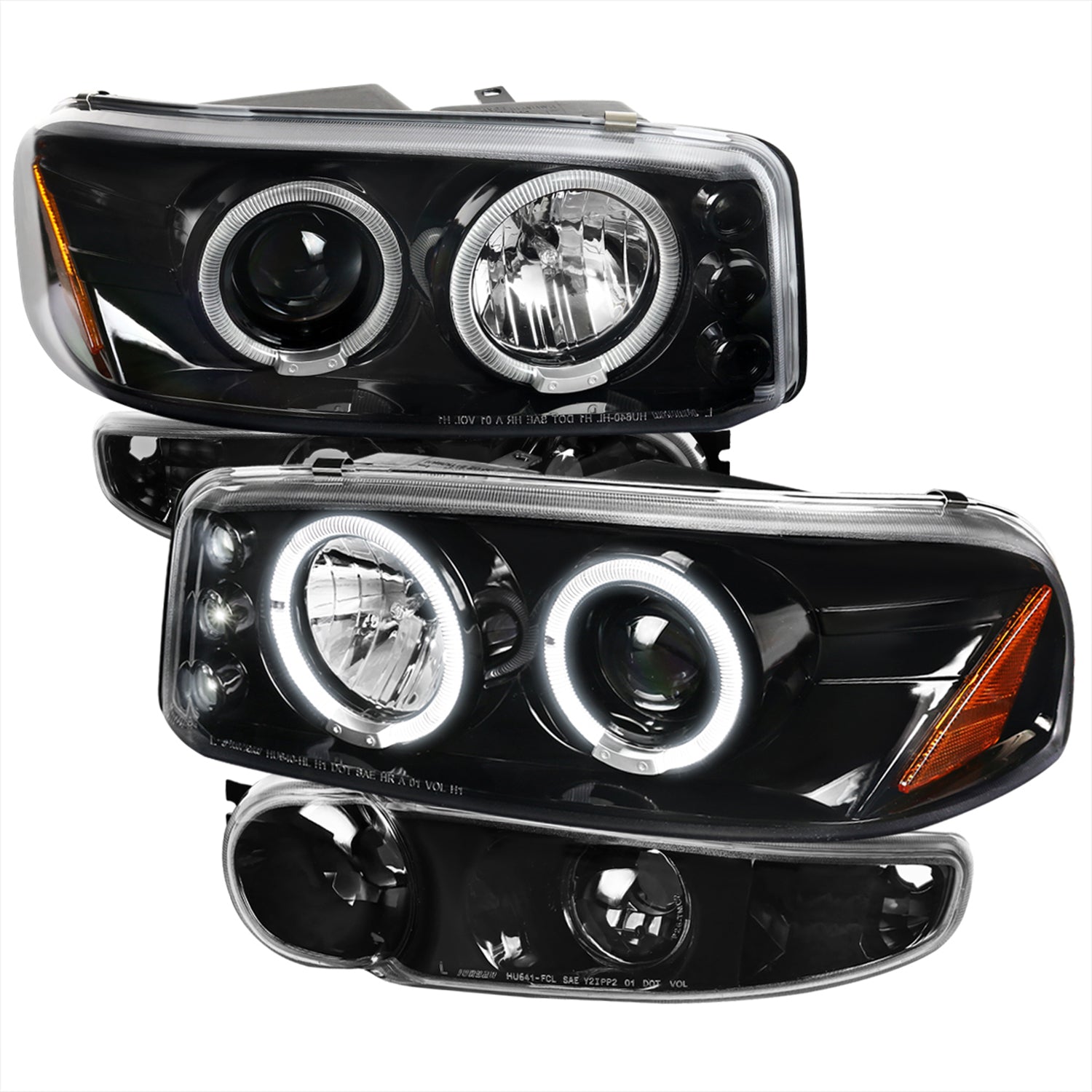 2001-2006 GMC Yukon / XL Denali/02-2006 Sierra Denali Dual Halo Headlights Black