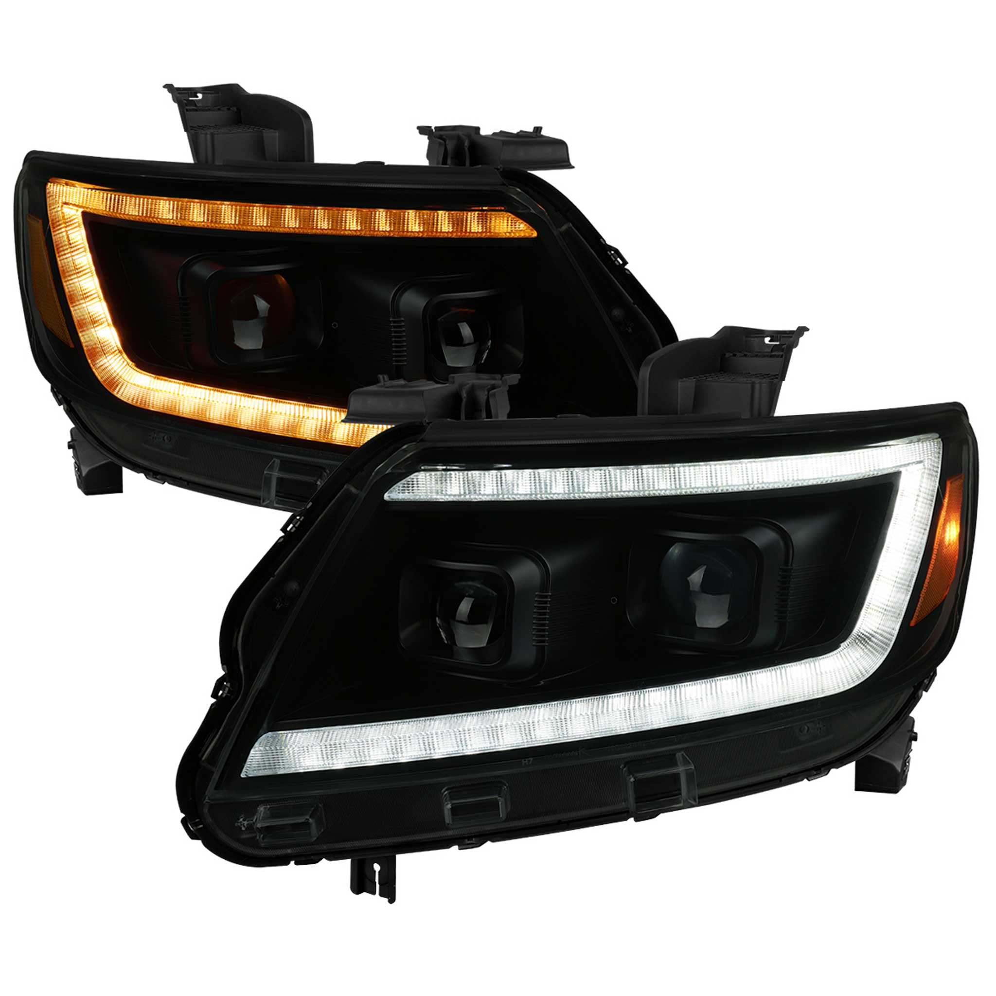 For Chevrolet Colorado 2015-2022 Headlights LED DRL Light Strip Turn Signal Side Marker Black Housing Smoked Lens