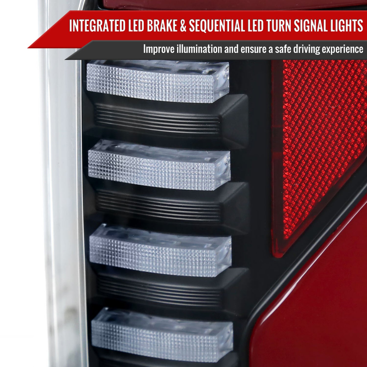 2018-2020 Ford F-150 Turn Signal Animated Red LED Bar Tail Lights Matt Black