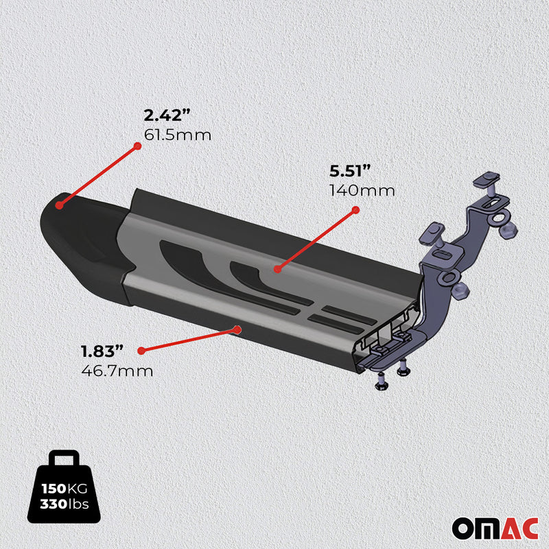 2014-2020 Acura MDX Running Boards Side Steps Silver & Black