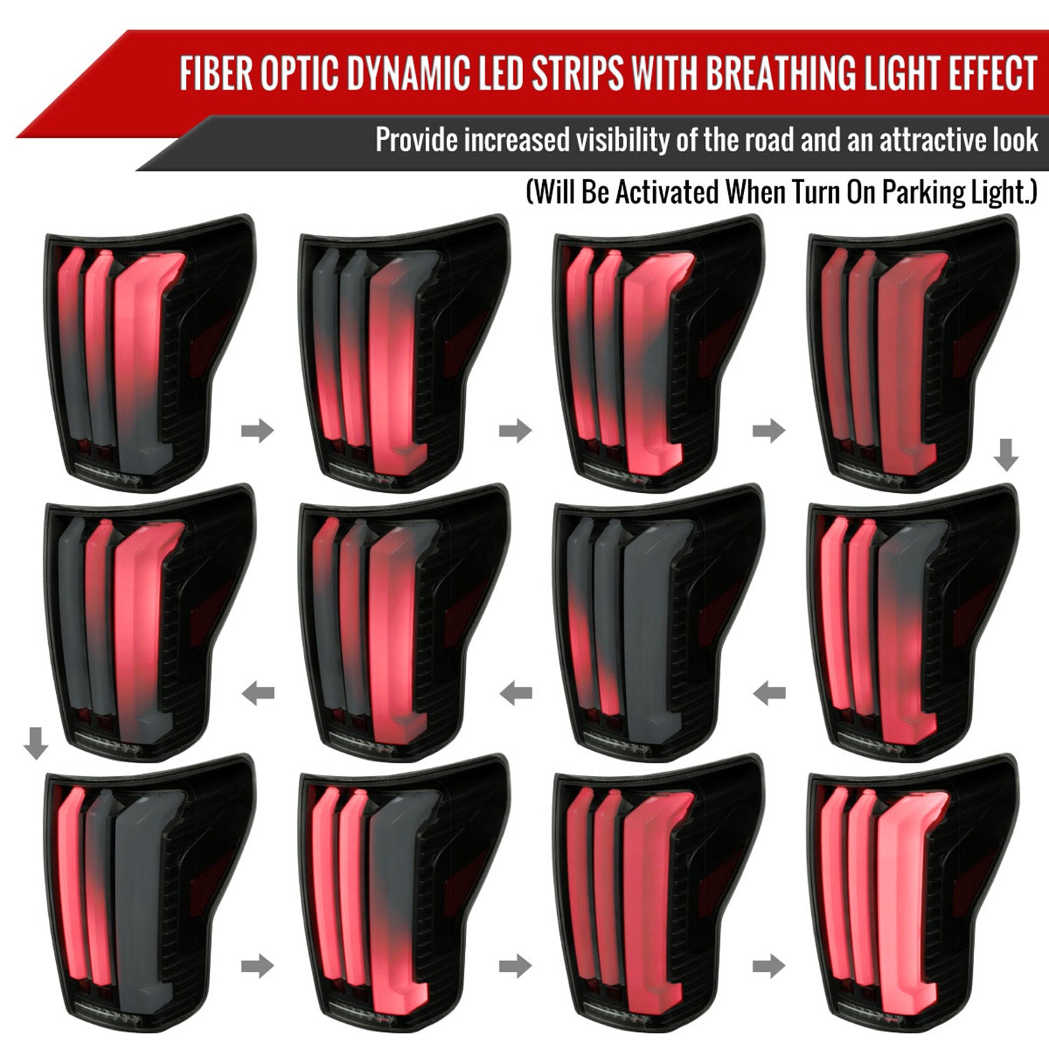 2007-2013 Toyota Tundra Sequential White LED Bar Tail Lights Matte Black/Smoke