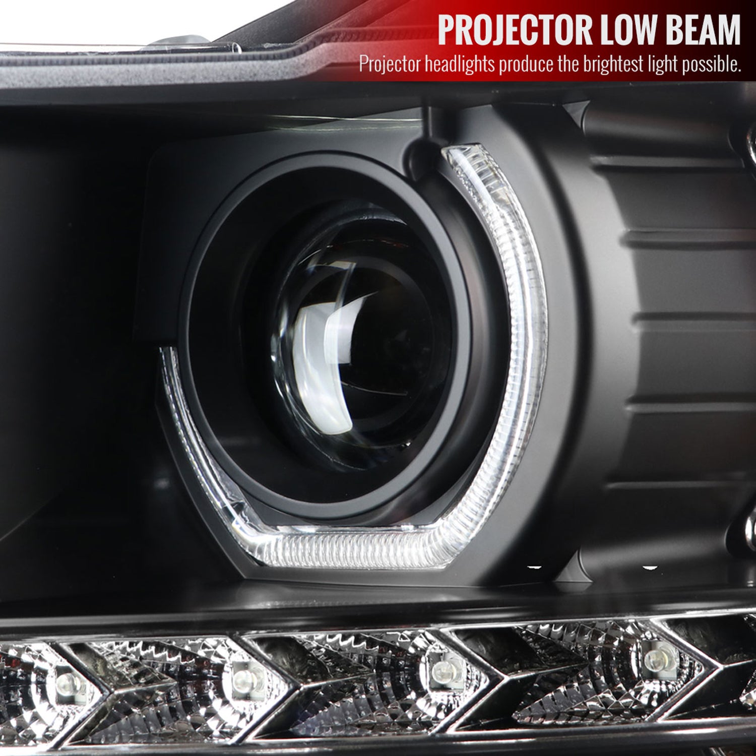 2007-2013 Chevy Silverado 1500 2500HD 3500HD Dual U-Ring Headlights LED Black