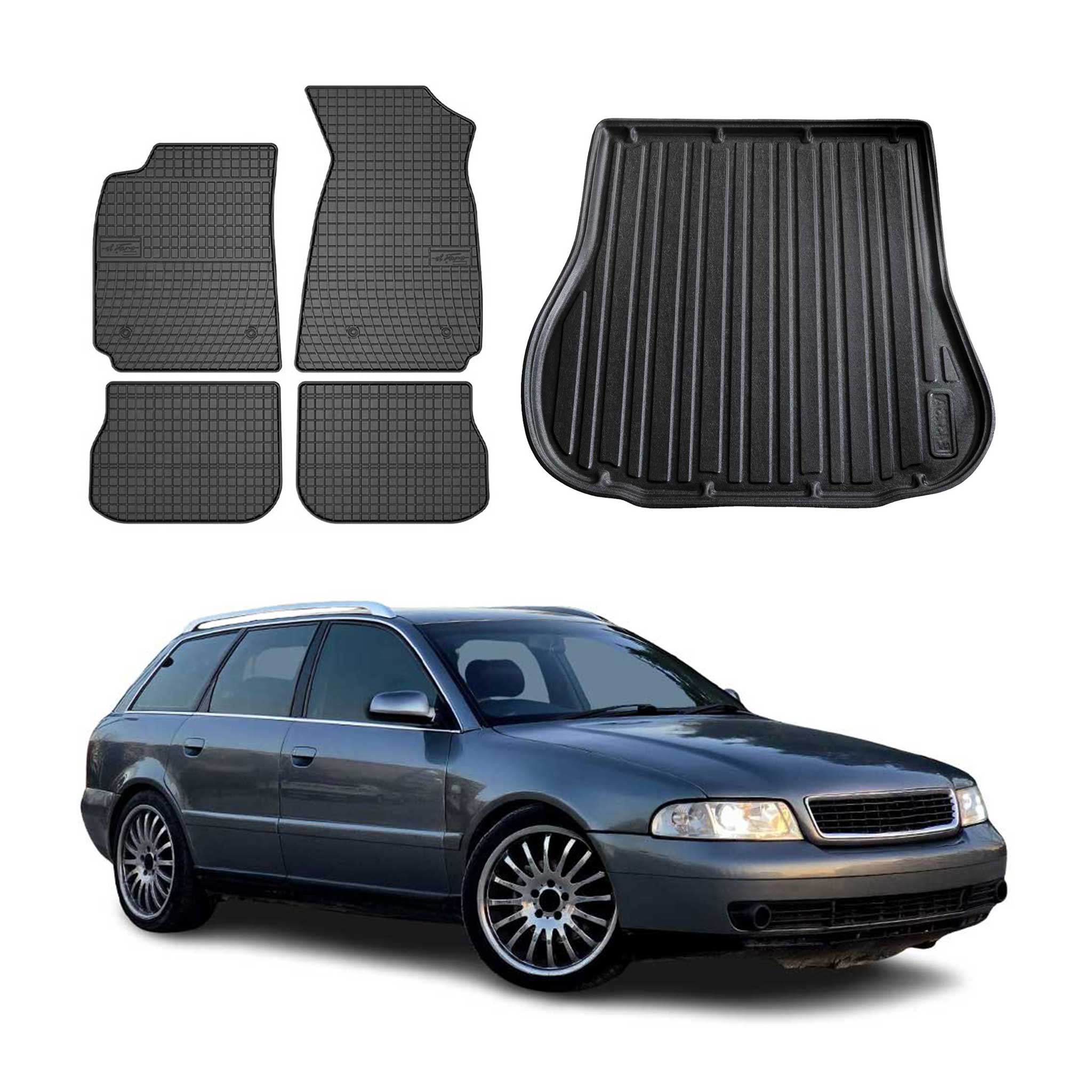 1998-2002 Audi A4 B5 Wagon Floor Mats & Cargo Liner Full Set All Weather Black