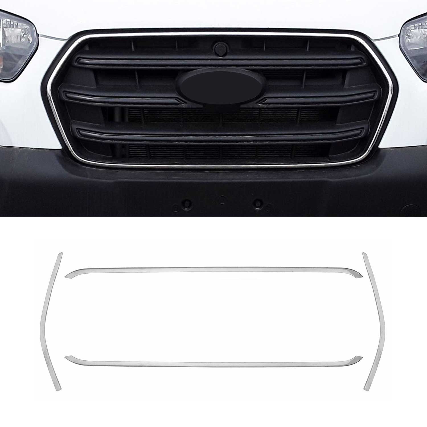 2021-2025 Ford Transit 150 250 350 Front Bumper Grill Trim Molding Stainless Steel 4x