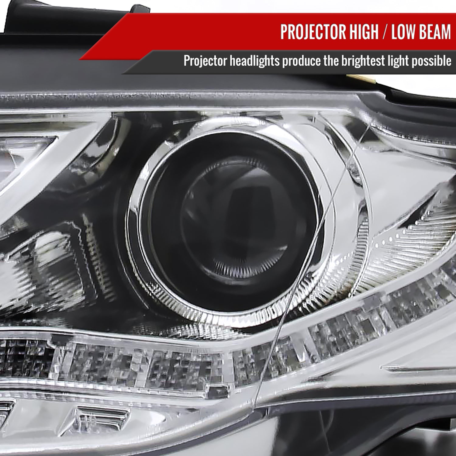 2006-2008 Audi A4 Projector Headlights w/R8 SMD LED Light Strip Chrome/Clear