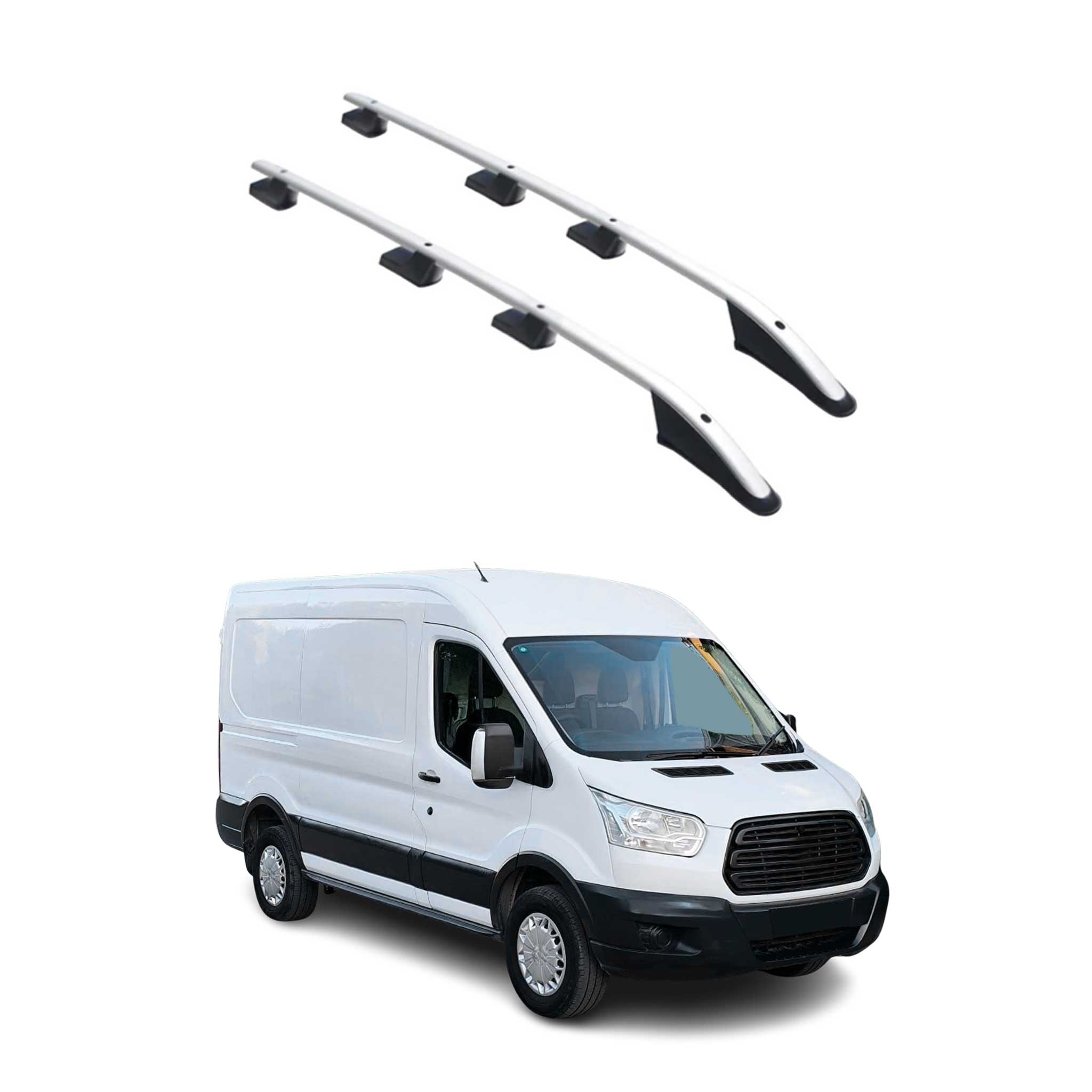 2015-2025 Ford Transit & E-Transit L2 Regular Roof Rack Rails Side Rails Silver