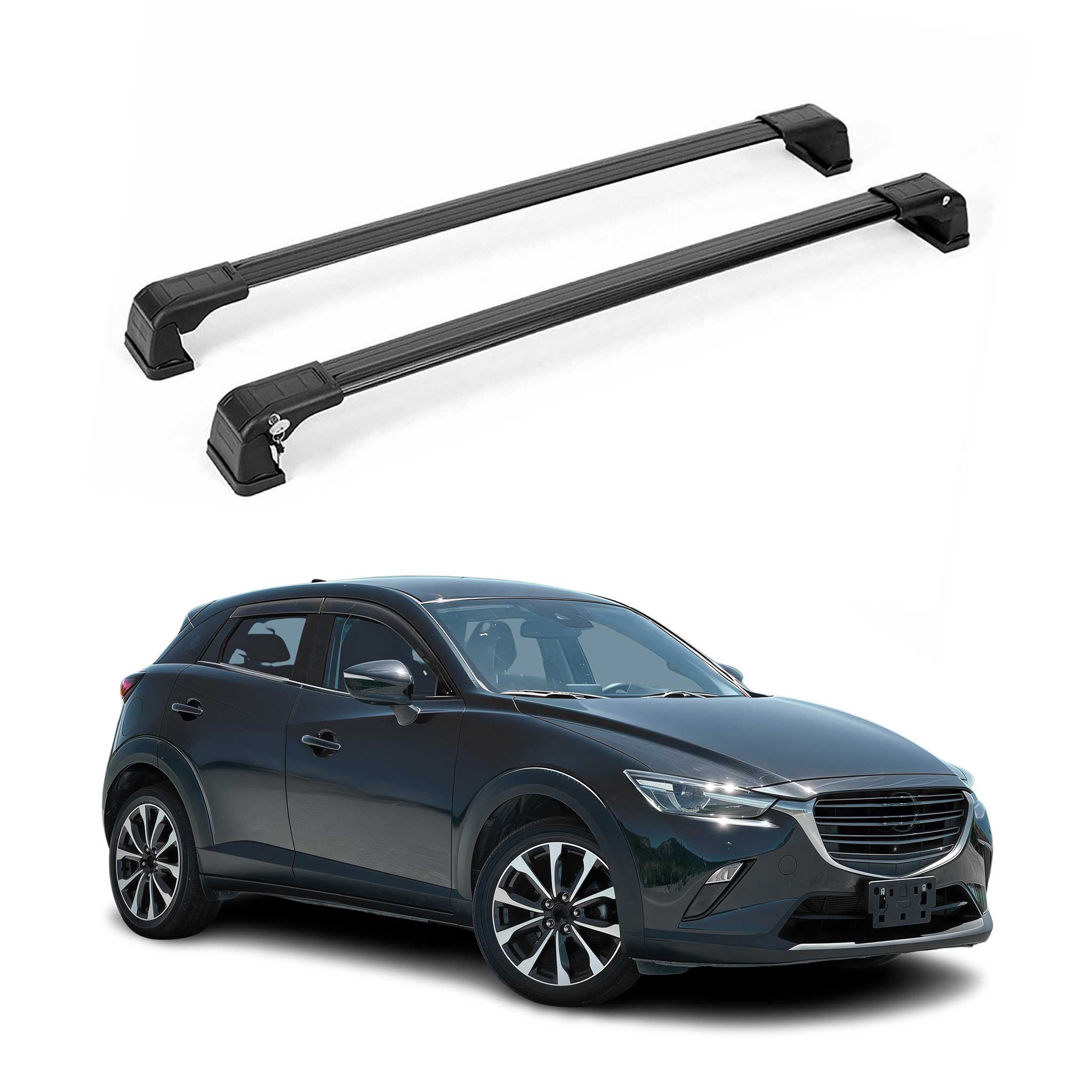2016-2021 Mazda CX-3 Roof Rack Cross Bars Black