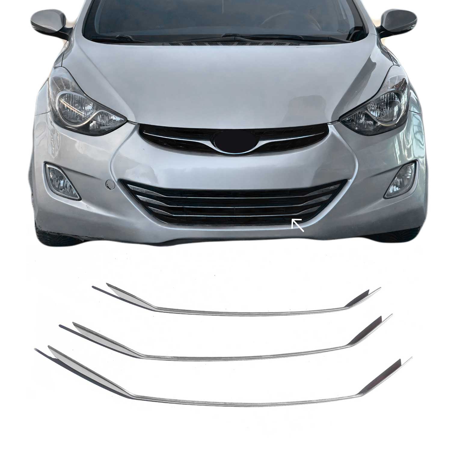 2011-2013 Hyundai Elantra Sedan Front Bumper Trim Molding Stainless Steel