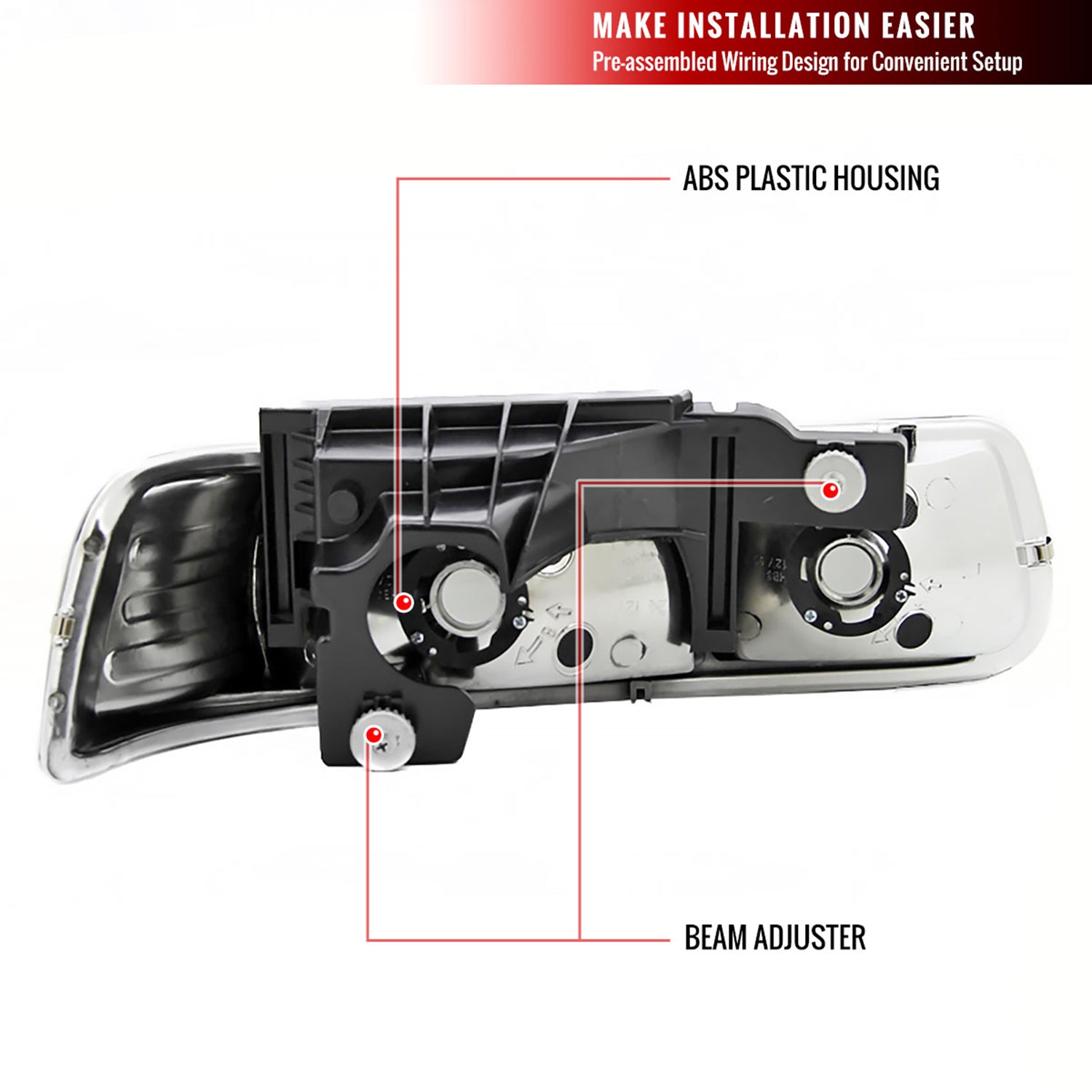 1999-2002 Chevy Silverado/Suburban/Tahoe Headlights LED Corner Signal Chrome