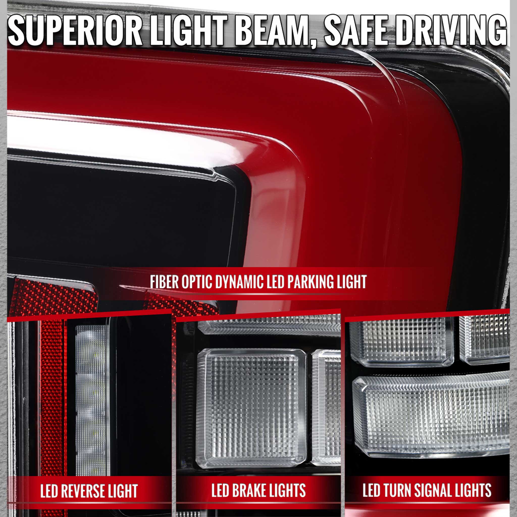 For Ford F-150 2021-2023 Full LED Tail Light Black Housing Clear Lens