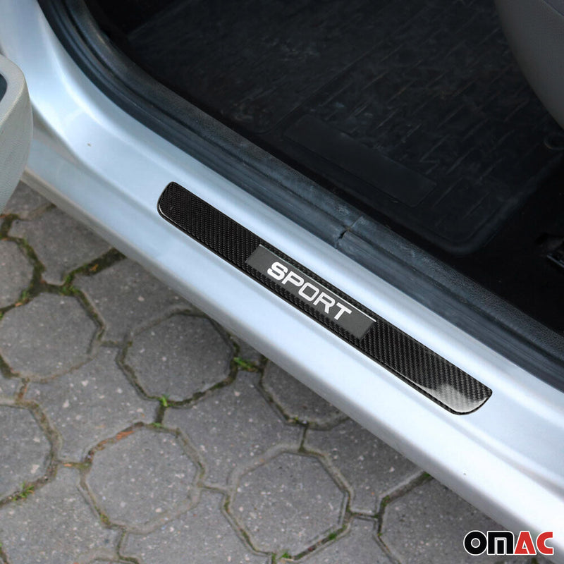 Mercedes E Class Door Sill Scuff Plate Illuminated Carbon Fiber Black 2Pcs