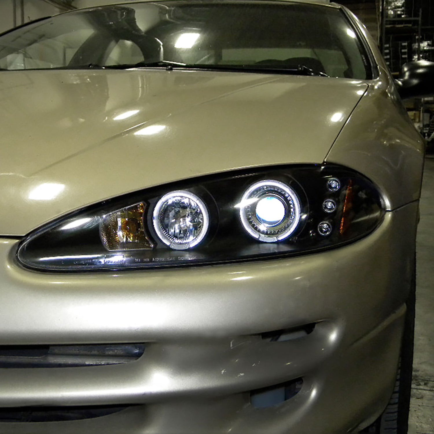 1998-2004 Dodge Intrepid Dual Halo Projector HeadLights Matte Black/Clear Lens