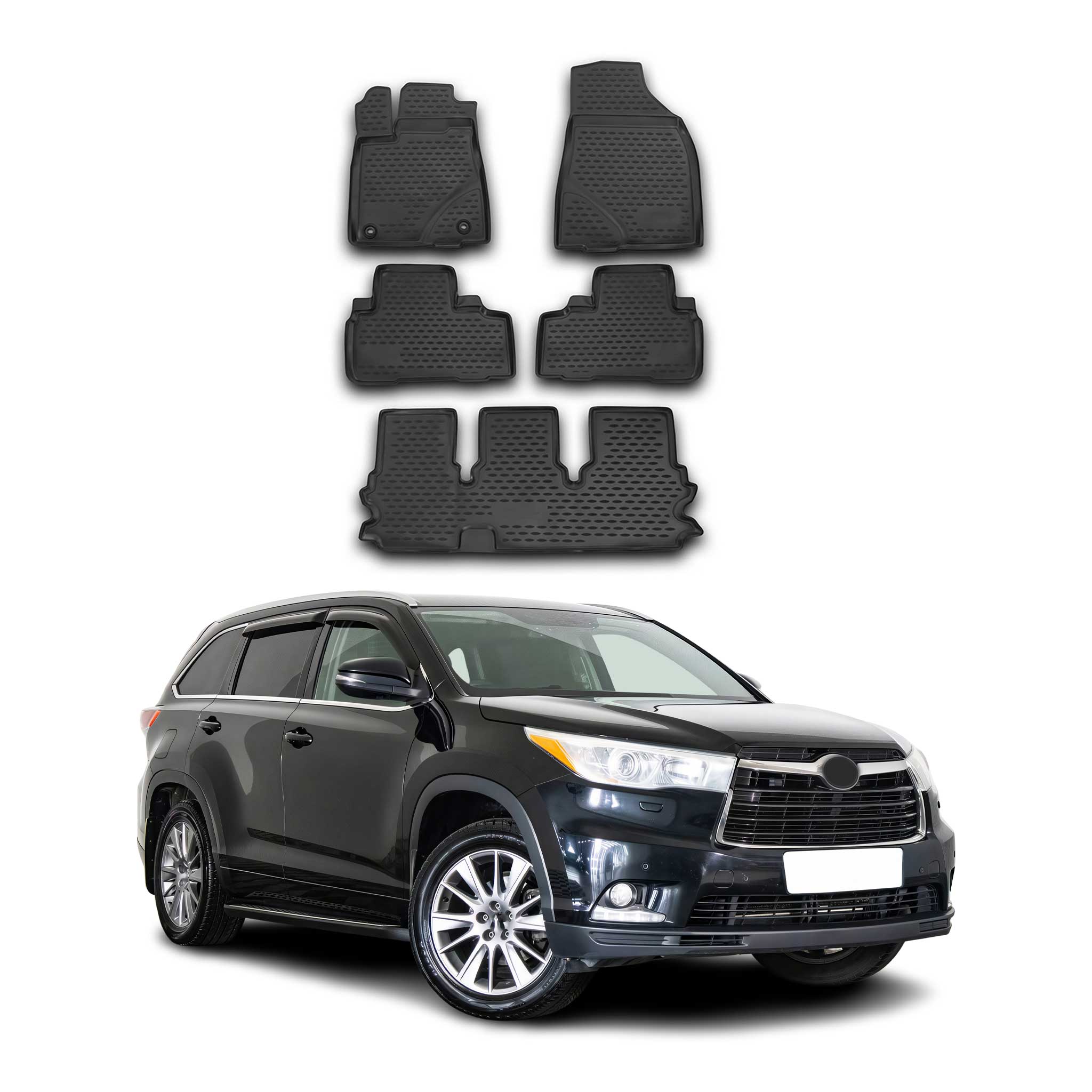 2014-2019 Toyota Highlander Floor Mats Liners Full Set All Weather Black