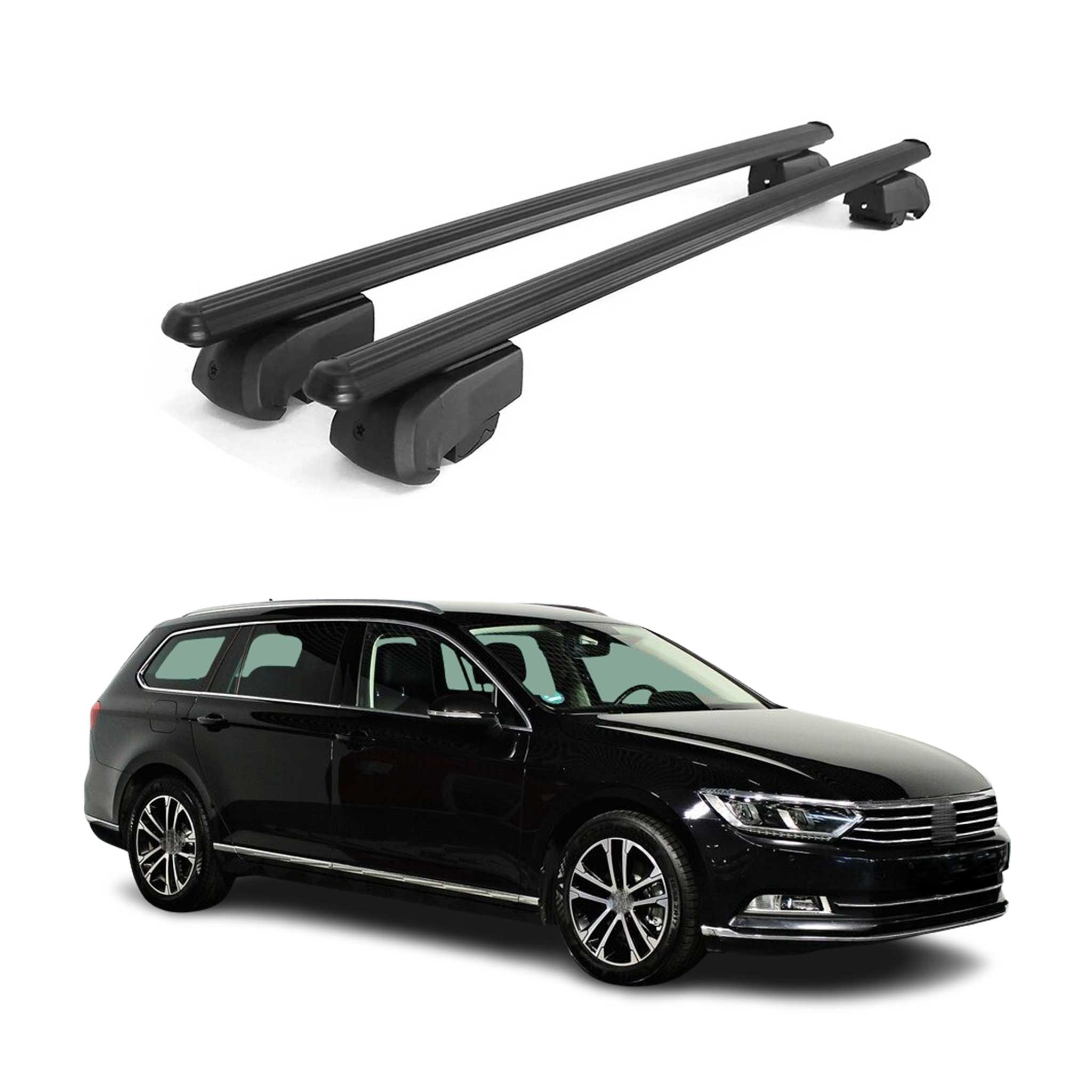 2015-2019 VW Passat B8 Variant Roof Rack Cross Bars Black