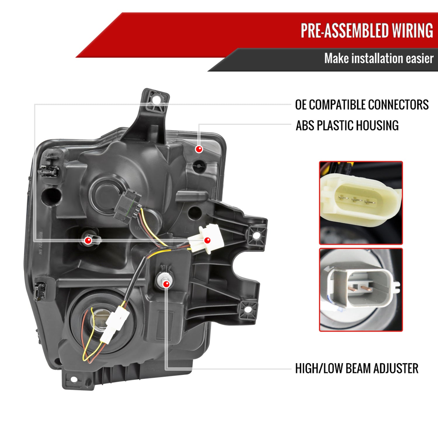 2008-2010 Ford F-250/350/450/550 SuperDuty Factory LED Signal Headlights Black