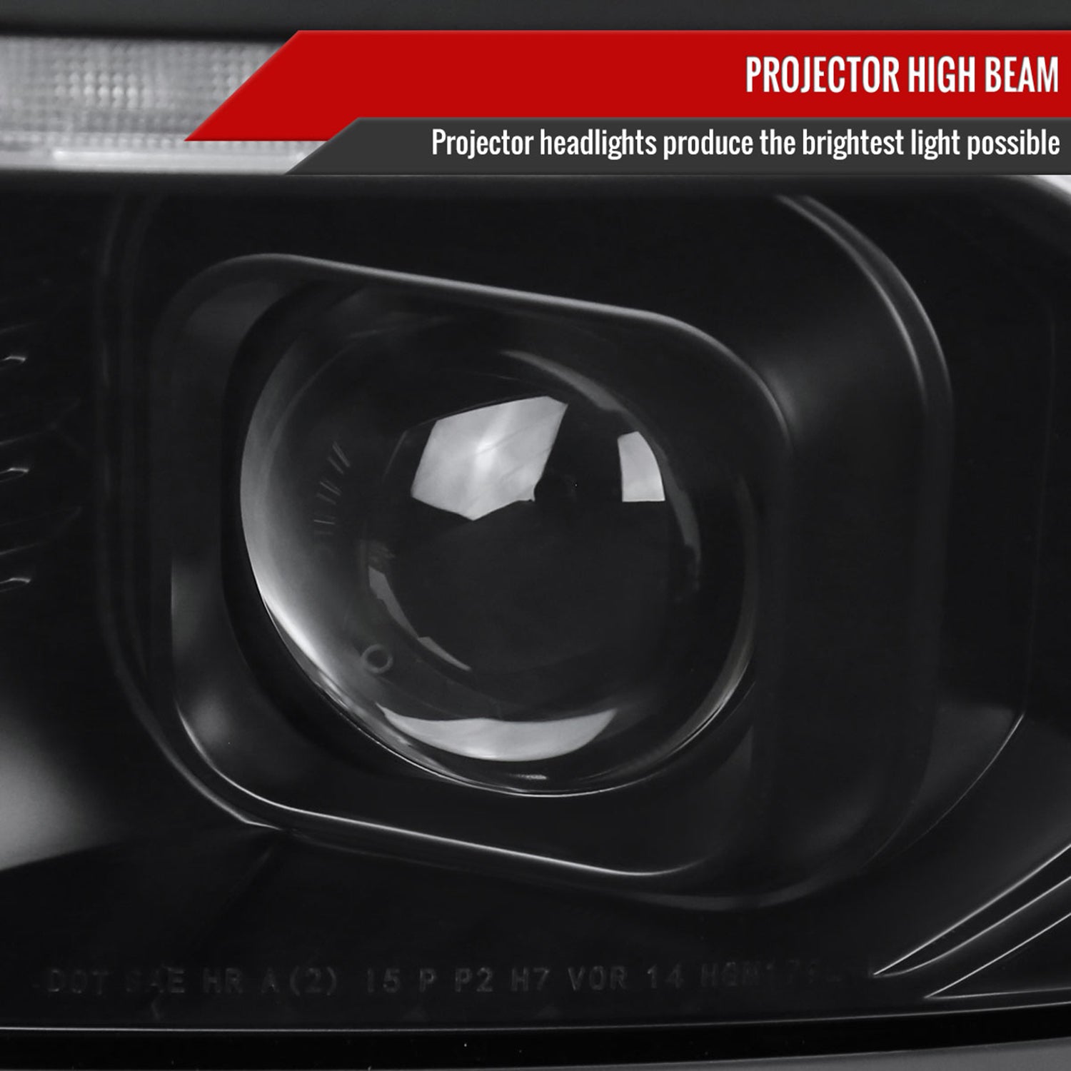 2014-2015 Chevy Silverado 1500 LED Bar Projector Headlights Black/Black Trim