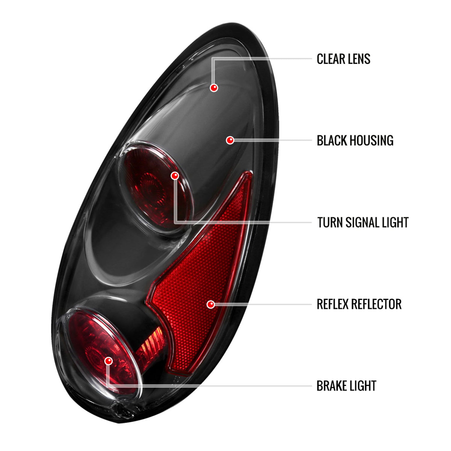 2001-2005 Chrysler PT Cruiser Tail Lights Matte Black Housing/Clear Lens