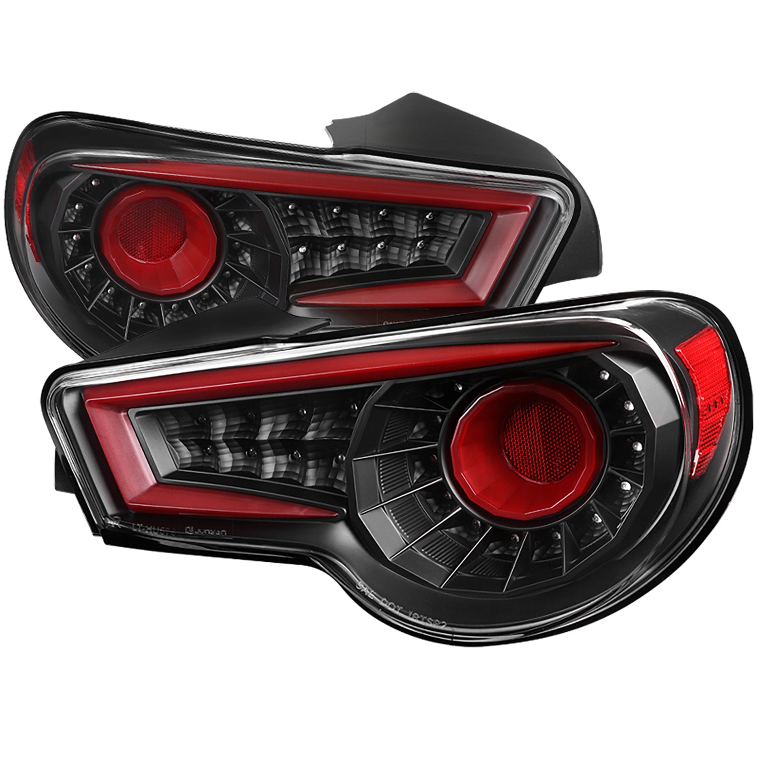 2012-2016 Scion FRS/ Subaru BRZ/ Toyota 86 Red Bar LED Tail Lights Satin Black