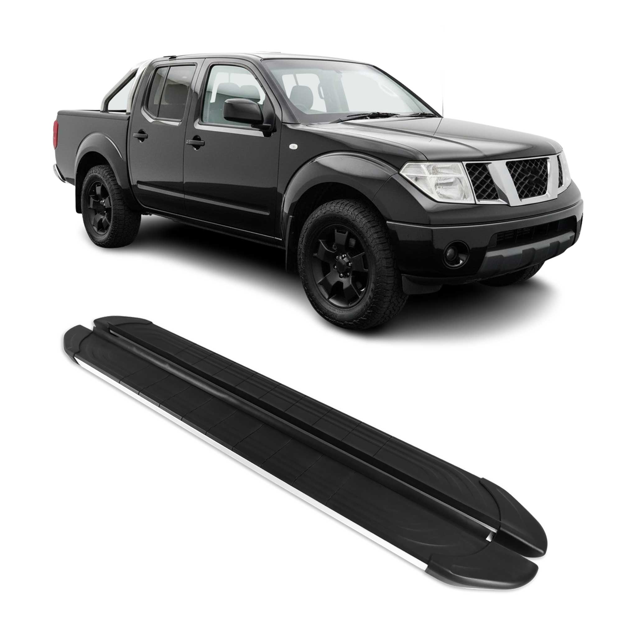2005-2021 Nissan Frontier Running Boards Side Steps Silver & Black
