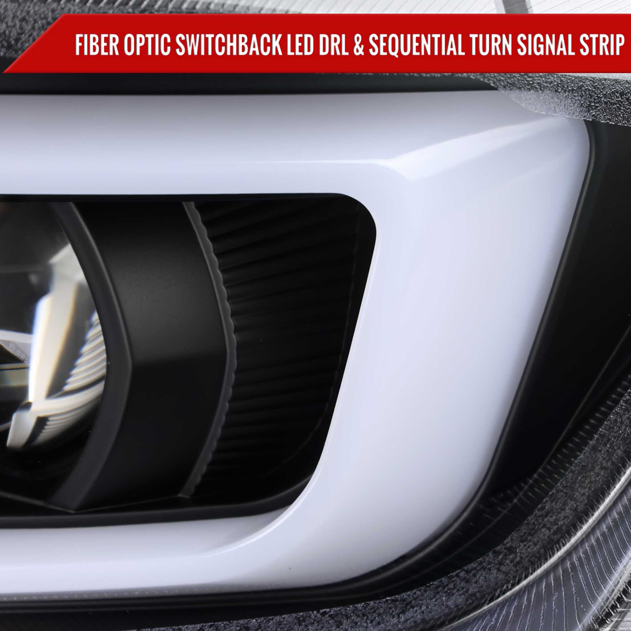 For Chevrolet Camaro 2016-2018 LED Strip Projector Headlights Turn Signal Lights Matte Black Housing Clear Lens