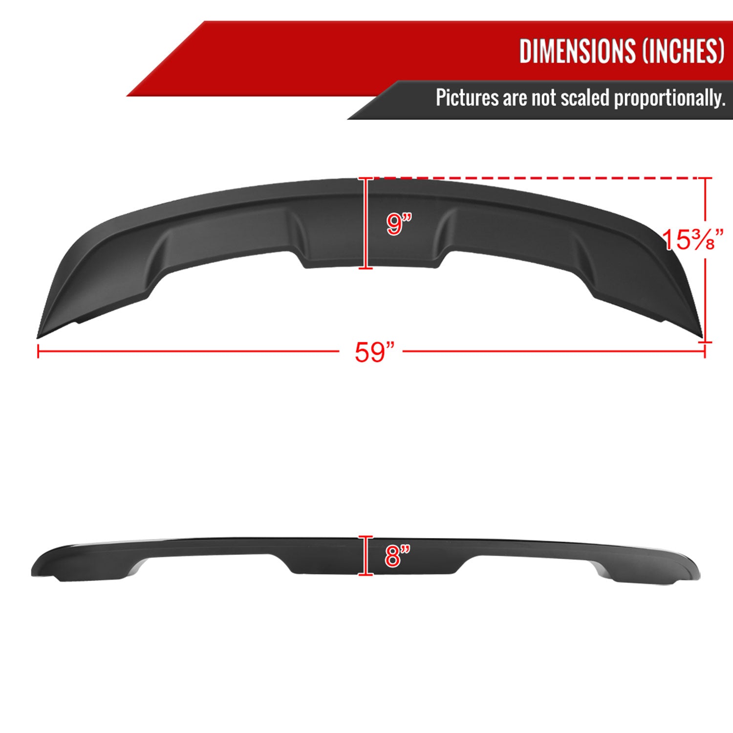 2015-2022 Ford Mustang Matte Black ABS GT500 Style Rear Spoiler