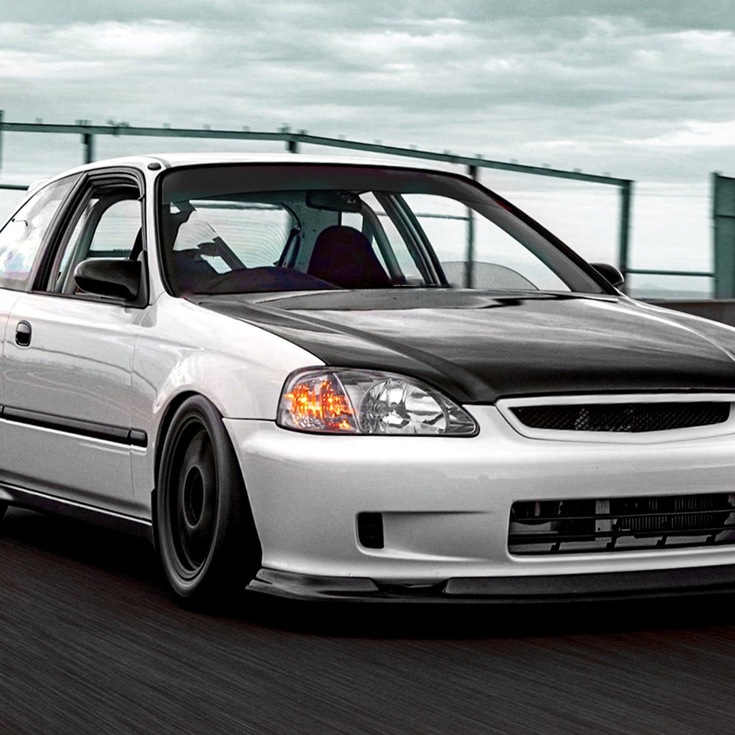 1996-2000 Honda Civic Coupe/Hatchback Black Manual Adjustable Spoon Mirrors